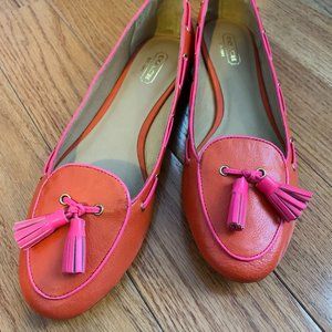Coach Malika Leather Loafer in Neon Orange